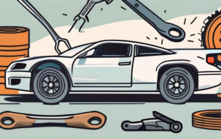 A car with its wheels removed
