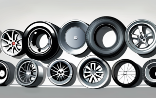 Various types of car rims displayed on a digital device like a tablet or computer screen