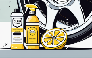 Various home cleaning products like vinegar