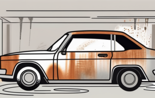 A car with visible rust spots being treated with a rust converter