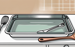 A baking tray with a foil partially peeled off