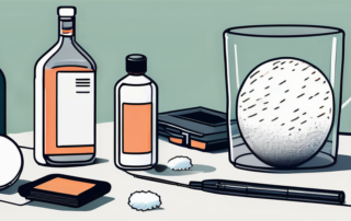 A bottle of isopropyl alcohol with a cotton ball soaked in it