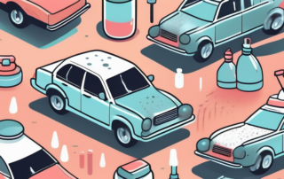 Various car cleaning products like sponges