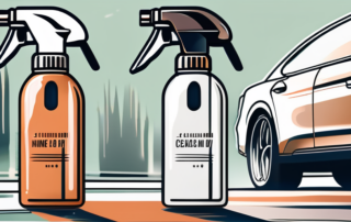 A ceramic spray bottle with a glossy car in the background