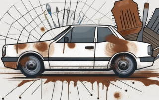 A car with visible rust spots on the surface