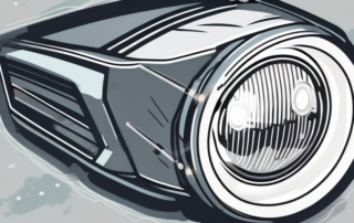 A bi-xenon headlight next to an led headlight