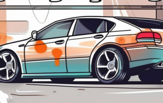 A car with various types of paint damages such as scratches