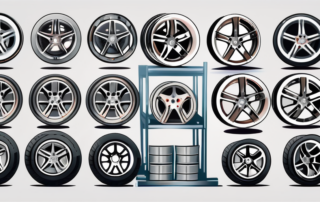 A set of car rims undergoing a refurbishment process