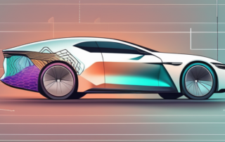 A car being transformed with different patterns and colors through a futuristic