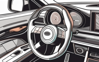 A car interior focusing on the plastic elements such as the dashboard
