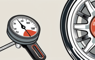 A tire pressure gauge inserted into a car tire