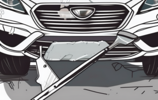 A damaged car bumper in the process of being repaired