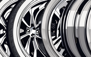 A set of aluminum wheels being aligned on a car