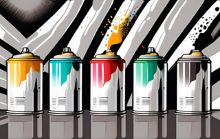 A spray paint can aimed at a plastic object