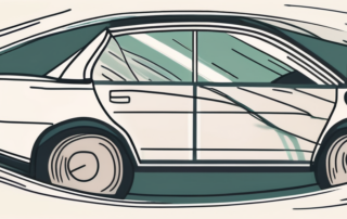 A car with side and rearview mirrors