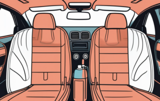 The interior of a car with cleaning tools like a vacuum cleaner