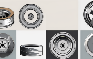 A set of aluminum wheels in various stages of refurbishment