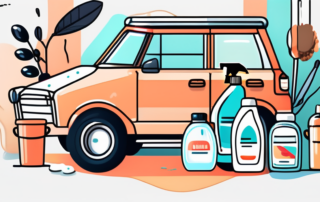 Various household items like a bucket