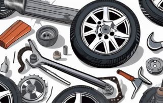 A pair of damaged car wheels with visible signs of wear and tear