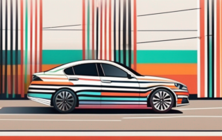 A car with various vibrant