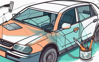 A car with a cracked windshield