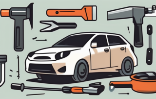 A small car with a minor dent on its side