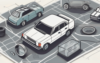 Various car parts like tires