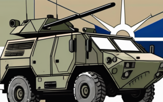 A military vehicle painted in nato-oliv color
