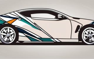 A car half covered in a glossy vinyl wrap