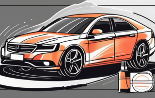 A shiny black car with a bottle of car polish and a polishing cloth beside it