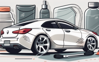 A white car with visible scratches on it