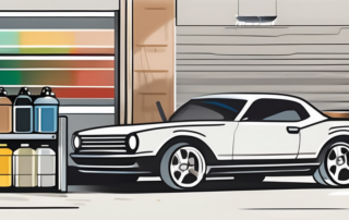 Various car paint cans with different colors and finishes