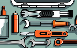 An open toolbox with various car repair tools like a wrench