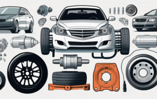 Various car parts such as an engine