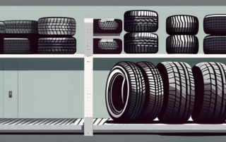 A stack of car tires stored properly in a cool