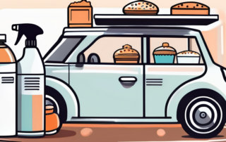 Various household items like a bucket