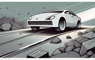 A car headlight with cracks and small stones around it