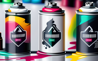 A variety of spray paint cans in different colors