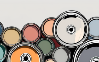 Various types of paint cans and car rims