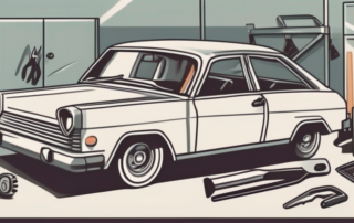 A car with a broken side mirror