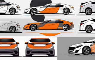 A car before and after being wrapped