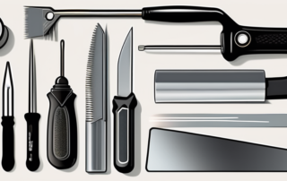 Various tools used for foiling such as a roll of foil