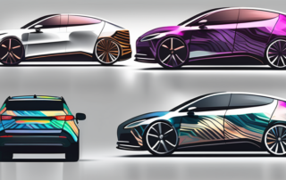 A sleek car being wrapped in a dynamic