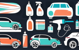 A car undergoing various stages of detailing