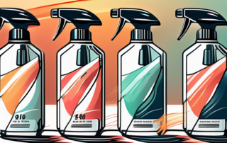 Several spray bottles of car wax lined up
