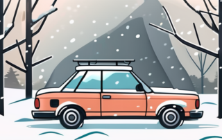 A car parked outdoors in a snowy environment