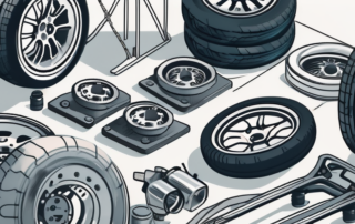 Various car parts such as tires