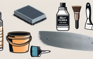 Various tools and pieces of used and clean sandpaper