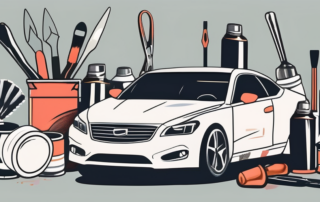 A car with various car styling tools