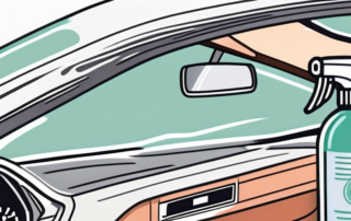 A car interior with cleaning tools like a vacuum cleaner